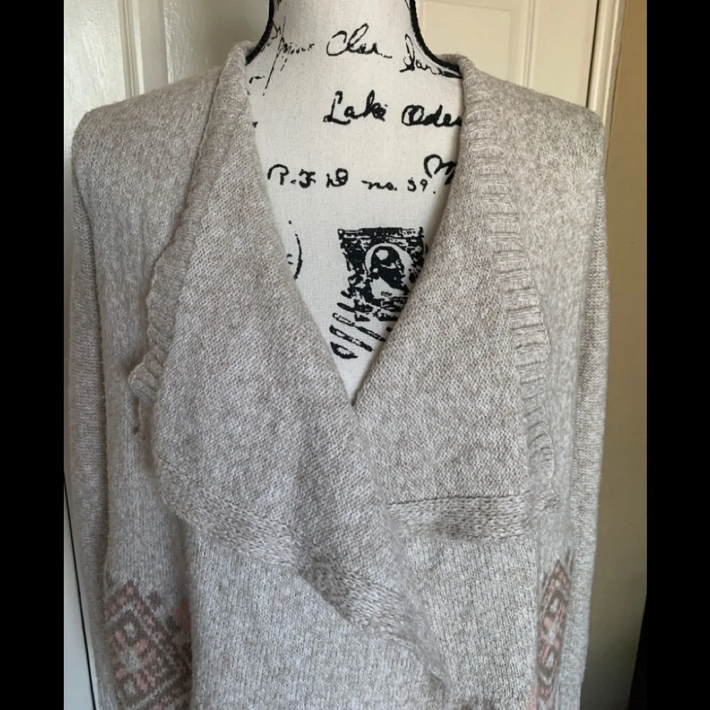 Hollister Neutral Fair Isle Waterfall Open Front Cardigan